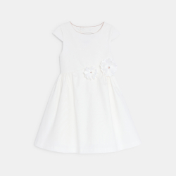 فستان أبيض سادة أنيق مع...